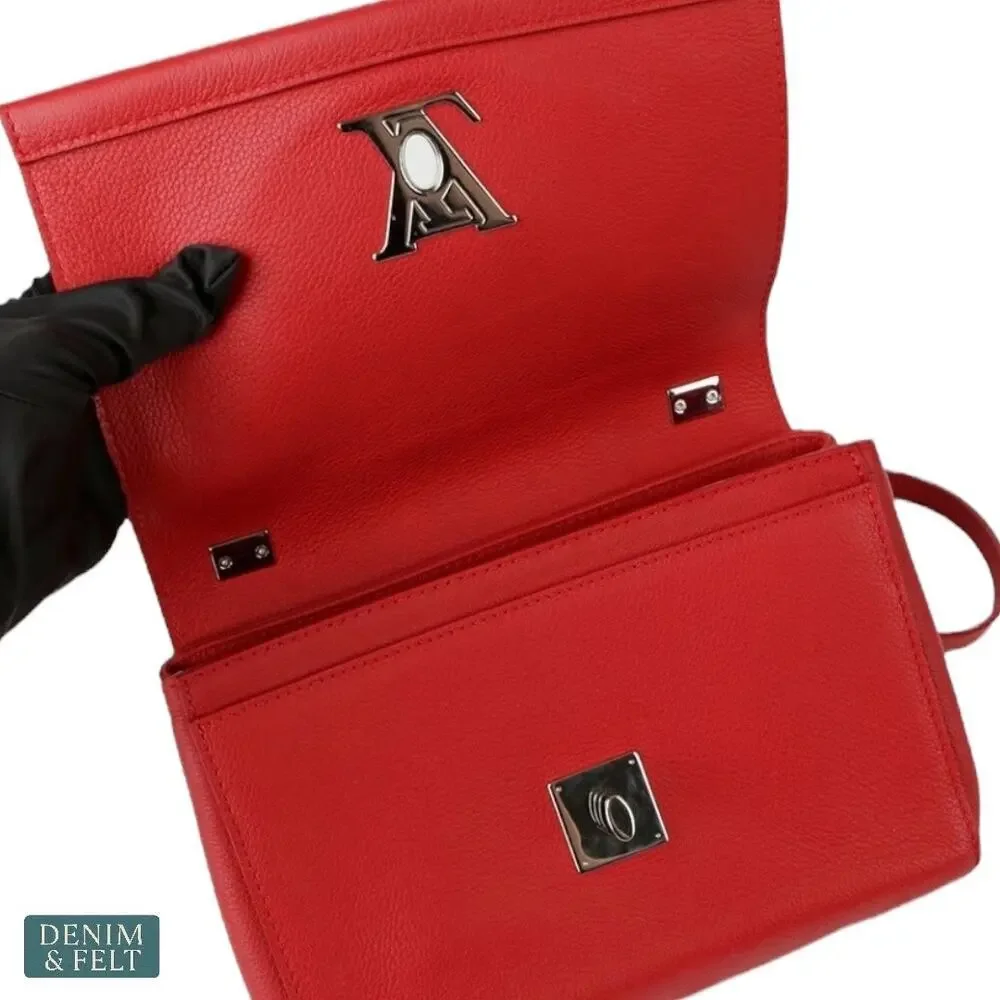 Louis Vuitton Lockme II BB Red‎ Taurillon Leather Crossbody Bag Authentic